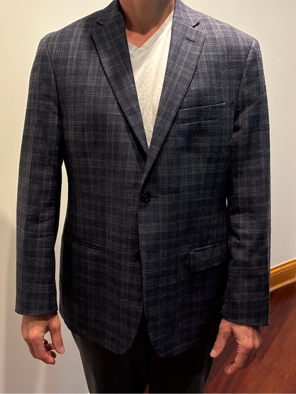 Ralph Lauren Wool Plaid Sport Coat Dark Navy - 42S